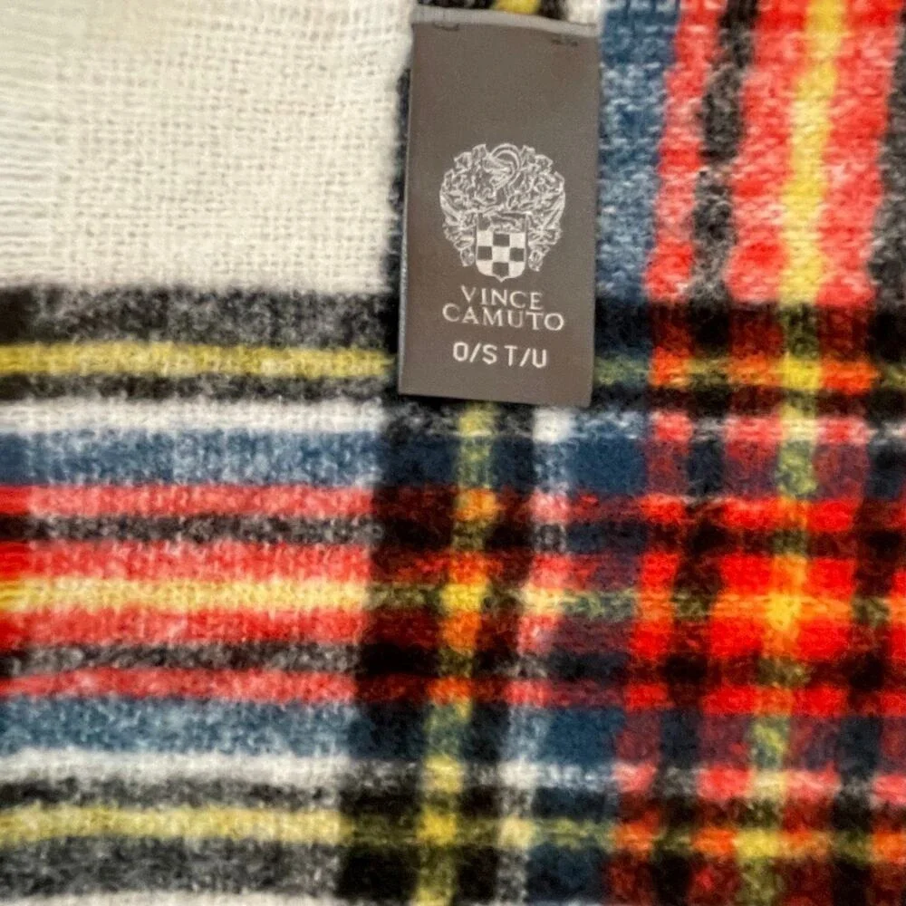 Vince Camuto Scarf Womens Blanket Wrap Plaid Tartan‎ Oversized 20x74 Preppy NWOT